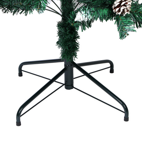 Ель искусственная с заснеженными кончиками и шишками 180см, 585 веток, ПВХ, 26-29