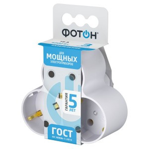 ФОТОН АМ 16-3Е разветвитель (тройник) 3роз. 16А белый, земля (треугольный), арт.12323