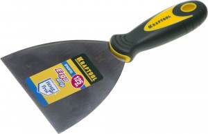 Шпательная лопатка KRAFTOOL с 2-компонент ручк, профилиров нержав полотно, 125мм