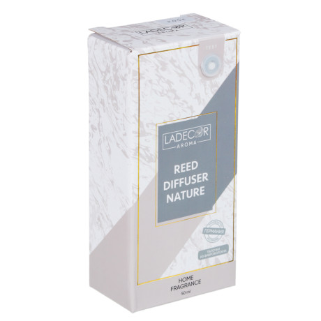 LADECOR Аромадиффузор с палочками,  с декоративным флаконом, 50 мл, роза, белый чай, персик, прованс