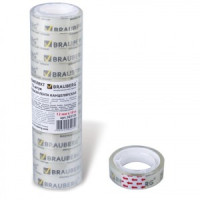 Клейкие ленты 12 мм х 10 м канцелярские BRAUBERG, комплект 12 шт., прозр., гарант. длина, 223122