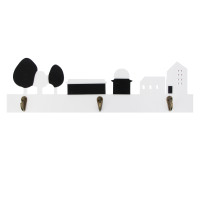 Ключница открытого типа, 3 крючка, 42x12см, МДФ, металл