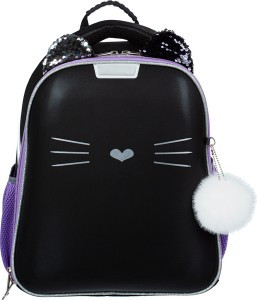 Ранец N1School Kitty black, 2 отд., ортопед. спинка, экокожа 1145916