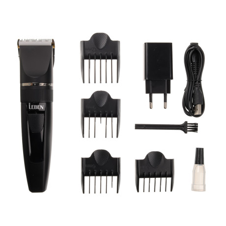 LEBEN Машинка для стрижки, керамические ножи, цифровой дисплей, аккумулятор 1200мАч, USB-кабель
