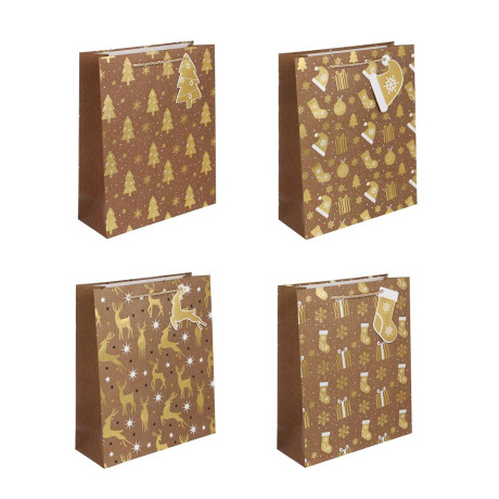 Пакет подарочный тм СНОУ БУМ 26x32x10см, бумага, 4 дизайна, арт.1