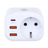 ВСЁГАЗИН Разветвитель, 1 гнездо, 2xUSB-A, USB-C, 5В/3.4А суммарно, 16А, 4000Вт