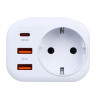 ВСЁГАЗИН Разветвитель, 1 гнездо, 2xUSB-A, USB-C, 5В/3.4А суммарно, 16А, 4000Вт