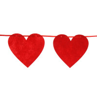 Растяжка гирлянда тм Fntastic "Сердечки" из фетра, на ленте, 3 метра, 10 сердец, красный