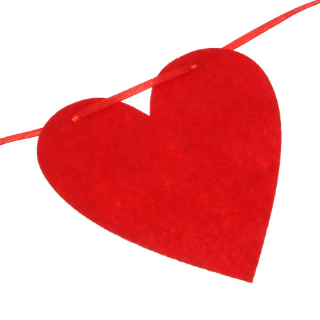 Растяжка гирлянда тм Fntastic "Сердечки" из фетра, на ленте, 3 метра, 10 сердец, красный