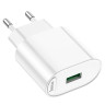 hoco. Зарядное устройство модель C109A, USB-A QC 20W, цвет: белый