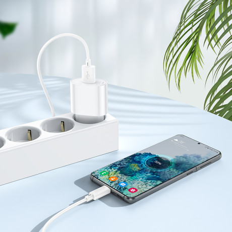 hoco. Зарядное устройство модель C109A, USB-A QC 20W, цвет: белый