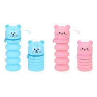 FLOMIK Пенал-подставка 12,5...20,5х6,5х6,5см,регулир.по высоте,1 отд.,в форме котиков, силикон, 2 диз.