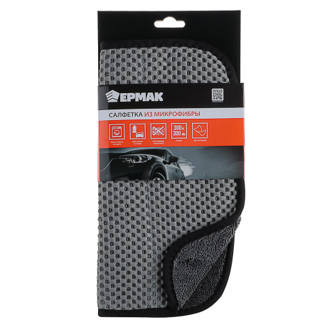 ЕРМАК Салфетка из микрофибры, 2-х сторонняя, густой ворс+ текстура, 30Х30 см