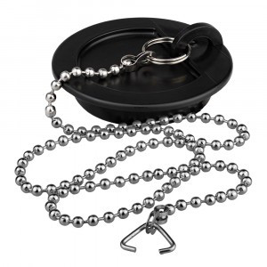 МастерПроф Пробка для ванны (раковины) ЧЁРНАЯ c цепочкой из нерж.стали 45 см ИС.110625