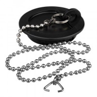 МастерПроф Пробка для ванны (раковины) ЧЁРНАЯ c цепочкой из нерж.стали 45 см ИС.110625