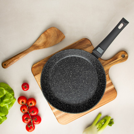 SATOSHI Оникс Сковорода литая d26см, антипригарное покрытие "мрамор", съемная ручка, индукция