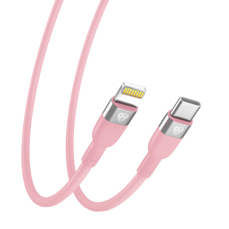 BY Кабель для зарядки Live Type-C-iP, 1м, 2.4А, Быстрая зарядка PD 22W, розовый