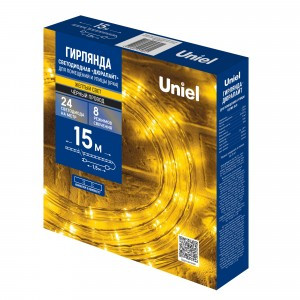 Гирлянда-нить Дюралайт св/д 18W 15м коннектор в/к провод черный ULD-D50 15M/С08 IP44 YELLOW Uniel