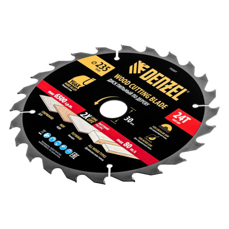 Пильный диск по дереву ф235 х 30 мм, 24 зубьев Denzel