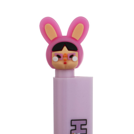 Ручка гелевая синяя 0,5мм, с линейкой, 2 в 1, "Беби ушки", 4 вида