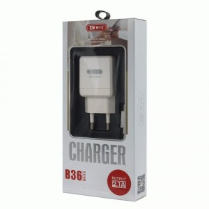 Сет. адаптер/зарядник/блок пит. 220V-5V BYZ B36, 2хUSB-А, 2.1А+кабель (AM-microBM), 1 м, белый