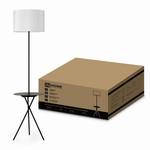 ASD/InHome св-к напольный торшер ТНО 04П-BW 60W E27 с полкой белый 375x375x1643 9656
