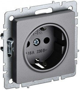IEK BRITE мех. роз. СУ земля(штор.) 16А РС14-1-0-БрС сталь BR-R14-16-K46