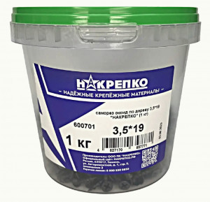 Саморез по дереву крупный шаг 3,5*19 (ведро 1кг, цена за ведро) НАКРЕПКО 600701