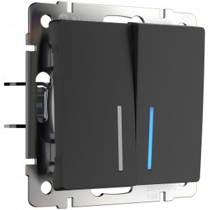 Werkel мех. выкл. СУ 2 кл. 10A (инд.) (черный матовый)  (WL08-SW-2G-LED a029878)W1120108 a051619