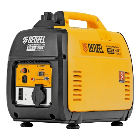Генератор инверторный GT-1200iS, 1.2 кВт, 230 В, бак 2.4 л, закрытый корпус, ручной старт Denzel