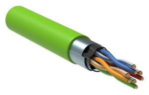 ITK Кабель связи витая пара F/UTP, кат.5E 4x2х24AWG solid, LSZH, 305м, зеленый