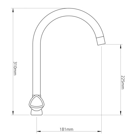 RAIN Смеситель для кухни Уран, высокий излив, керам. кран-буксы 1/2, латунь, хром