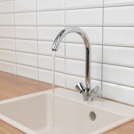 RAIN Смеситель для кухни Уран, высокий излив, керам. кран-буксы 1/2, латунь, хром