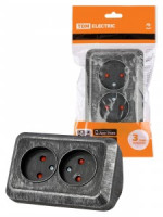 TDM Розетка угловая 2 мест. ОУ (шторки) IP20 250В 10А серебро &quot;Ладога&quot; SQ1801-0389