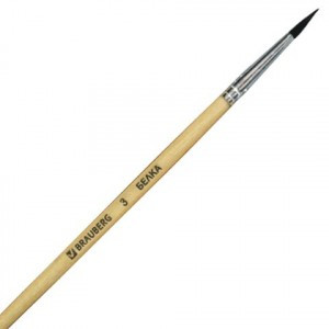 Кисть BRAUBERG белка, круглая, №3, 200180