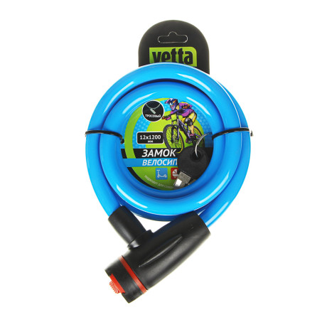 VETTA Замок велосипедный противоугонный тросовый 12x1200мм, металл, пластик, 3 цвета