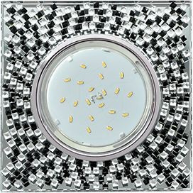 Ecola GX53 H4 св-к Стекло Квадрат c прозр.-черной мозаикой хром фон зерк. 40x123 FU53SGECB (10!)