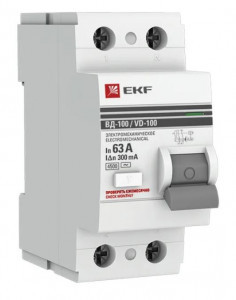 EKF PROxima выкл. дифферинциальный УЗО ВД-100 2P 63А 300мА тип AC 4,5кА эл-мех elcb-2-63-300-em-pro