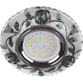 Ecola LD7071 MR16 GU5.3 св-к Круг "Розы" подсветка 4K Черный/Хром 25x95 FK16CREFB (10!)