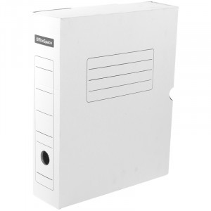 Короб архивный с клапаном OfficeSpace, микрогофрокартон, 75мм, белый, до 700л. Арт.158553