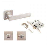 Комплект для двери АЛЛЮР АРТ КОЛОМБО SN+L7050S SN+BK-S1 SN/CP мат.никел(ручка и защ с фикс)блист(20)