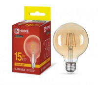 ASD/InHome лампа св/д Deco Шар GL125 E27 15W(1390lm) 3000K 2K 175x125 филамент (нитевид) золот. 6074