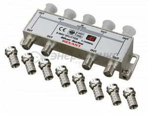 Rexant splitter (делитель) на 8TV + 9 штек. F 5-1000 МГц "Silver" в коробке (5!), 05-6105