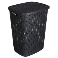 Корзина для белья с откидной крышкой, 50 л, 43х35х53 см, пластик, графит