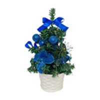 Елка настольная 20см в корзине с синими украшениями Z-23A13N/4 (144