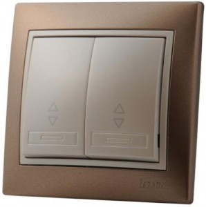 Lezard Мира выкл. СУ 2 кл. 10А (проходн.) коричн.металлик с перламутр.встав. (корп.PC)  701-3130-106