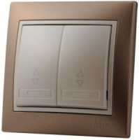 Lezard Мира выкл. СУ 2 кл. 10А (проходн.) коричн.металлик с перламутр.встав. (корп.PC)  701-3130-106