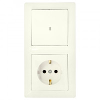 Bylectrica СТИЛЬ Блок (1 выкл. + роз.заз.конт.) СУ инд. беж., (В-РЦ-701 беж.)