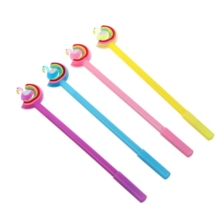 Ручка гелевая синяя, с наконечником в форме птицы на радуге, 4 дизайна