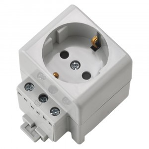 Bylectrica Розетка на DIN-рейку 2P+PE 16А со шторками серая (РР16-9126 серый)